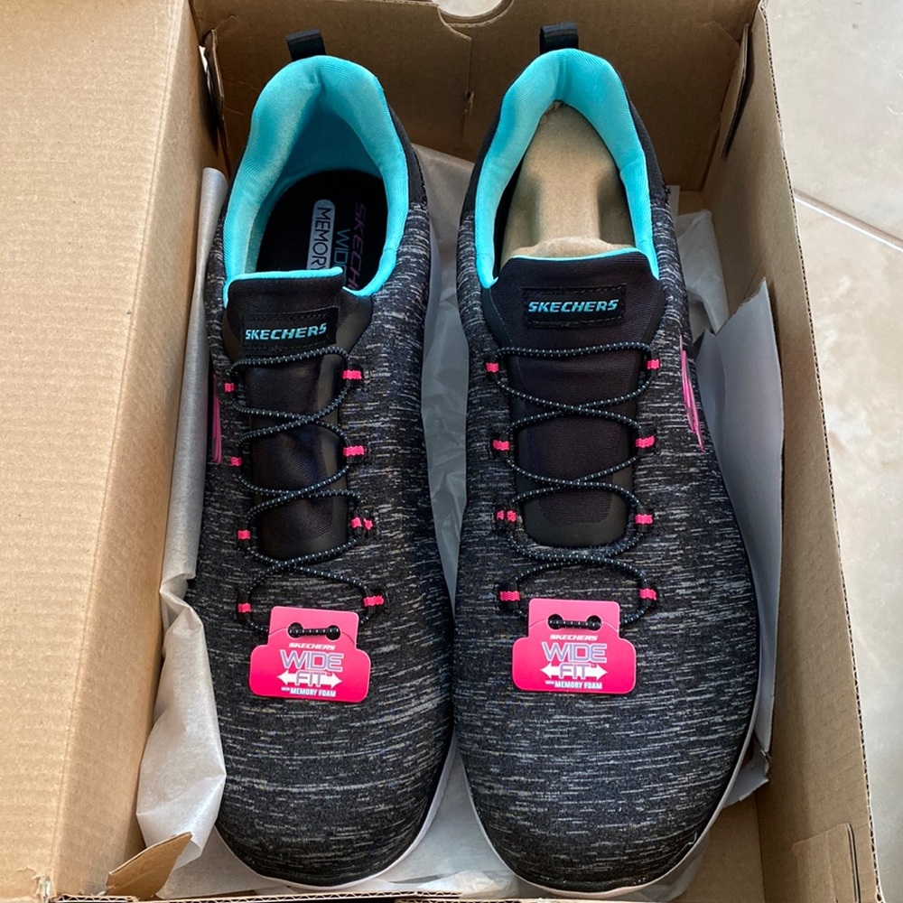 Sketchers Summits blk/teal sneakers